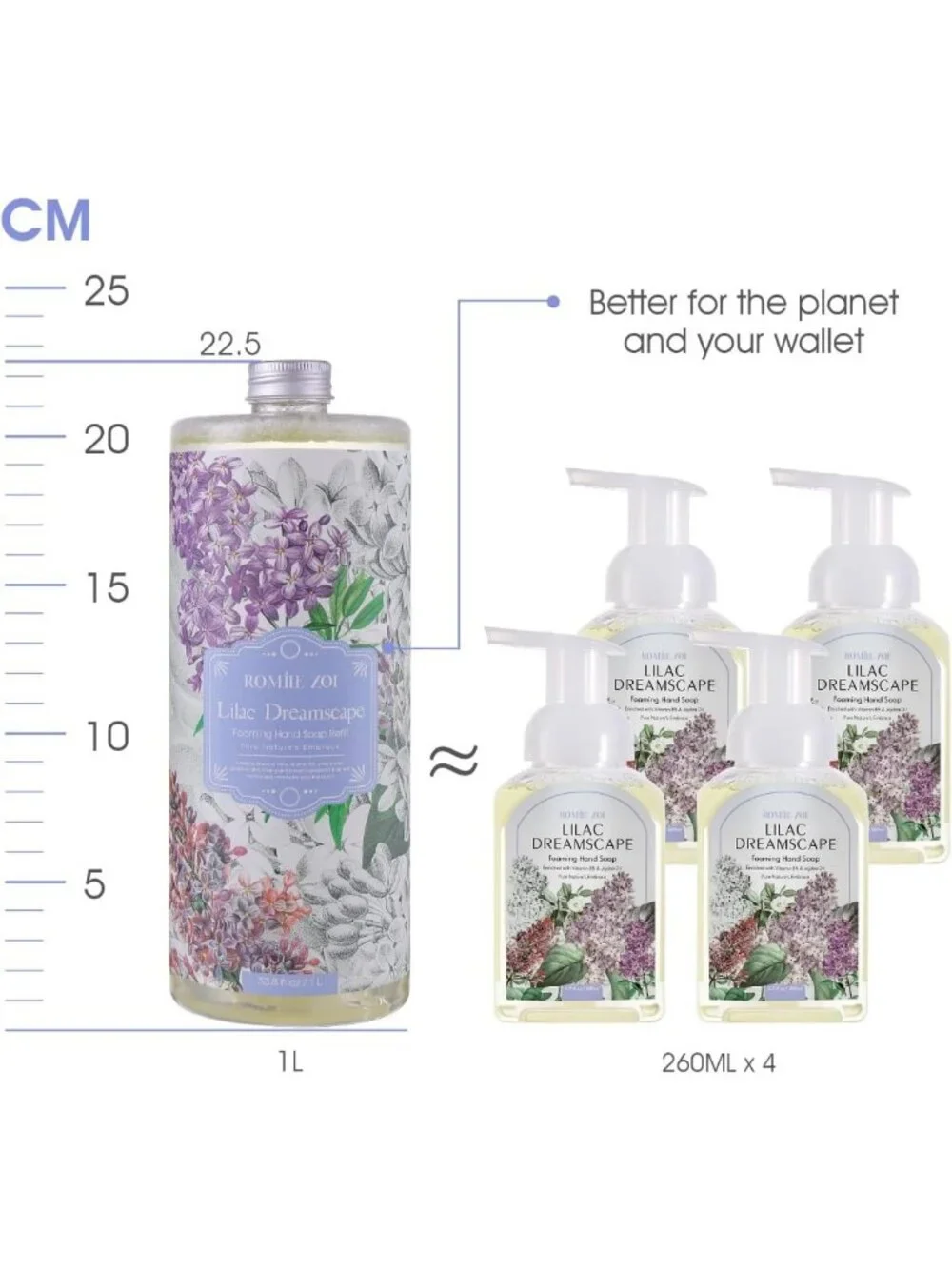 Lilac Foaming Hand Soap Refills, 33.8 Fl Oz, 3-Pack - Moisturizing & Gentle